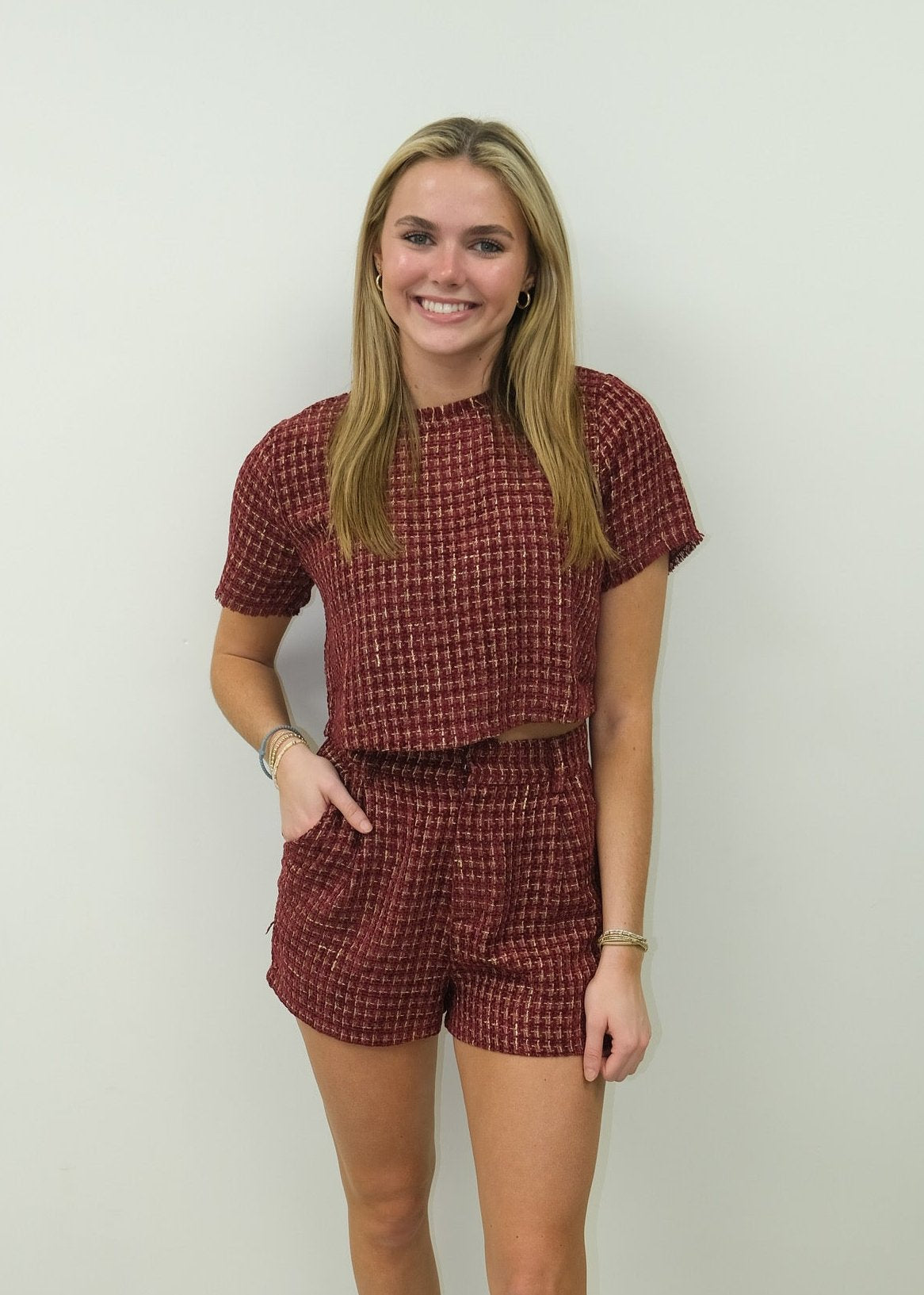 Burgundy Tweed Set