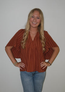 Rust V-Neck Blouse