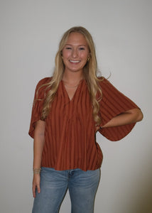 Rust V-Neck Blouse