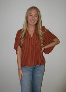 Rust V-Neck Blouse