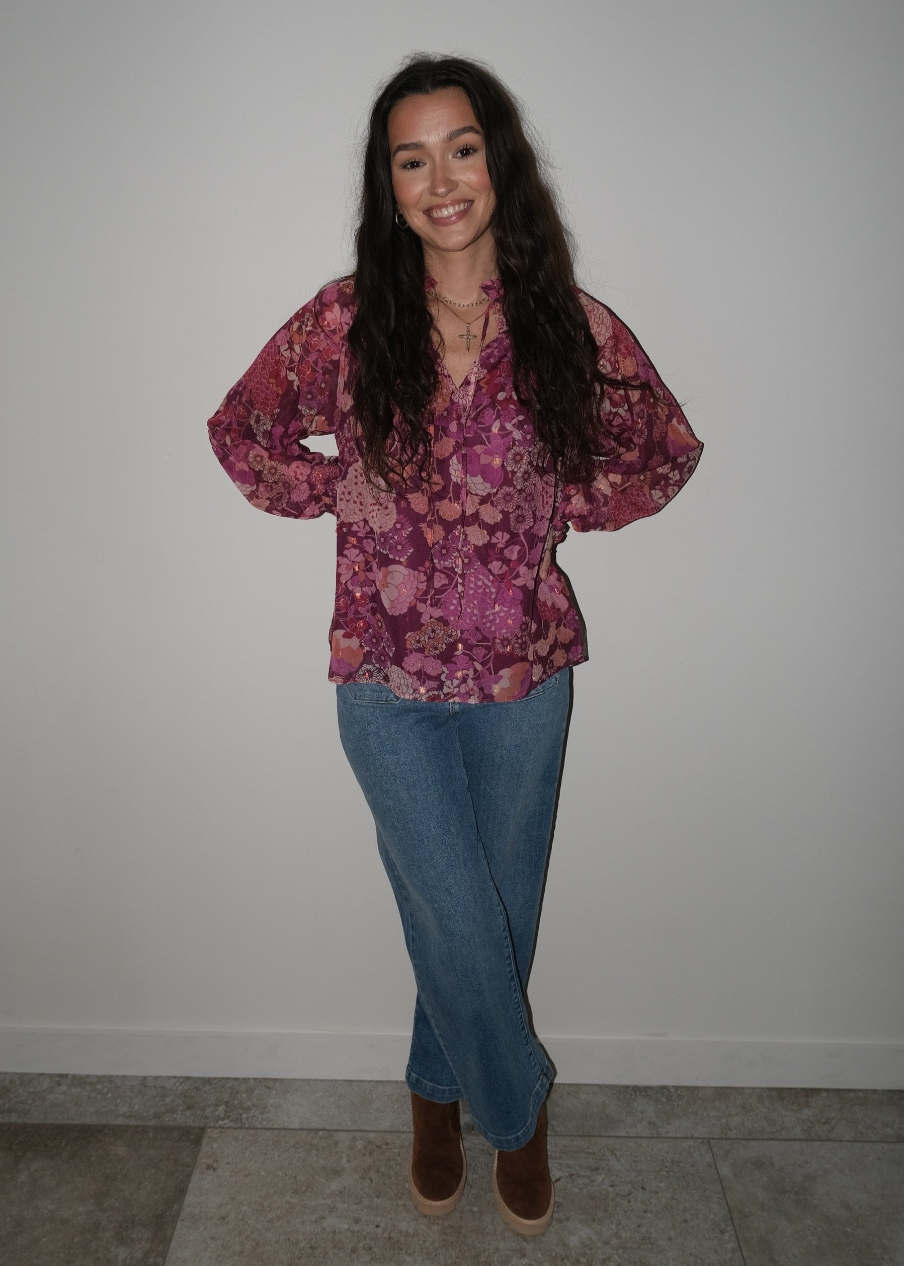 Maroon Floral Blouse