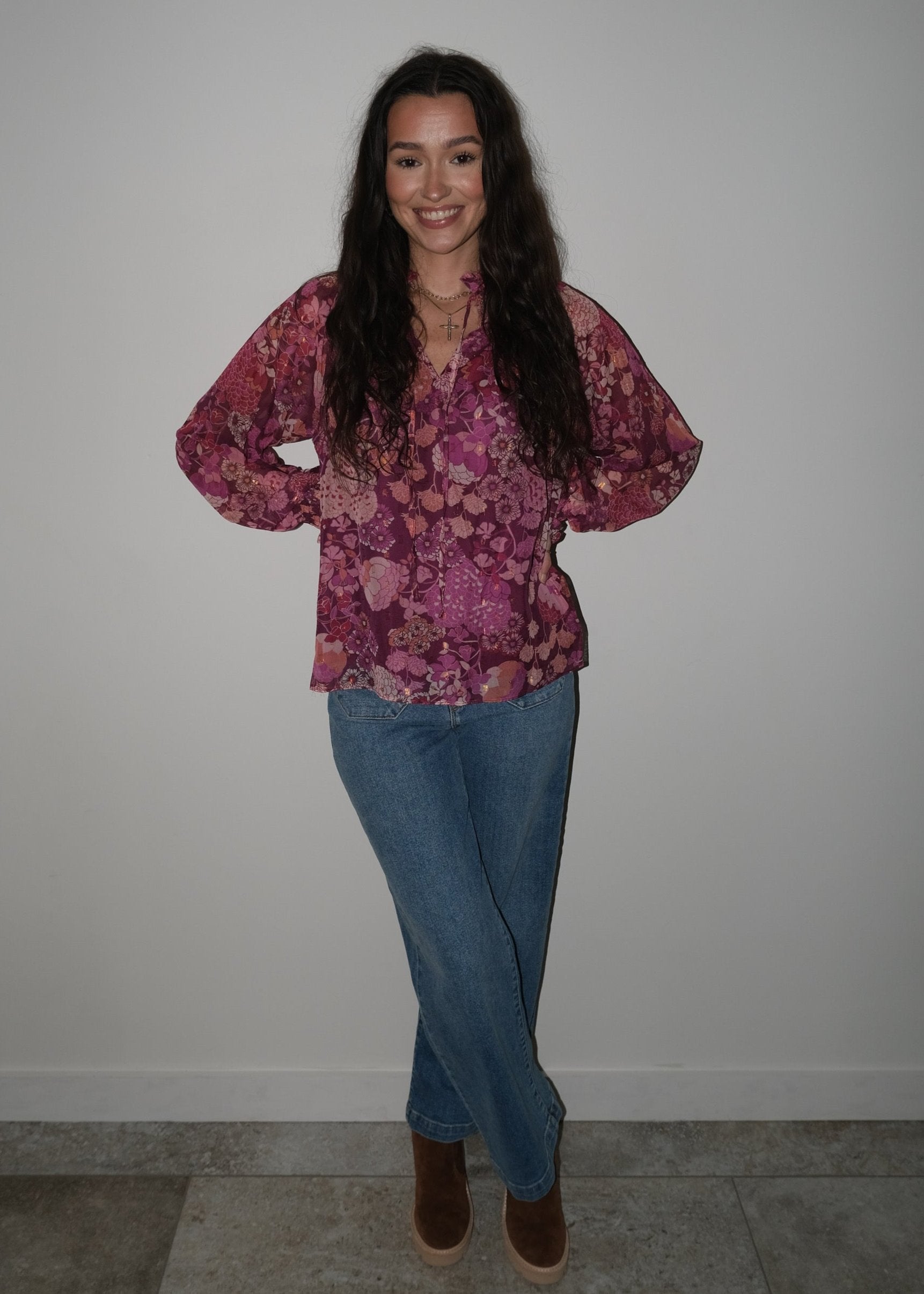 Maroon Floral Blouse
