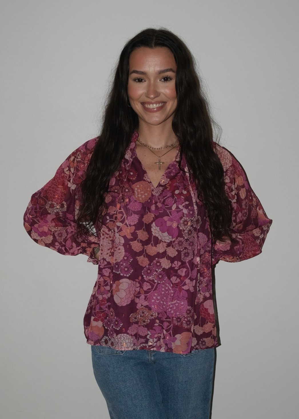 Maroon Floral Blouse