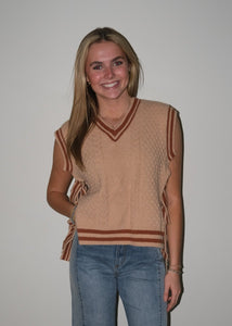 Brown Contrast Sweater Vest
