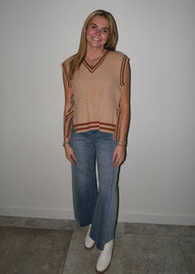 Brown Contrast Sweater Vest