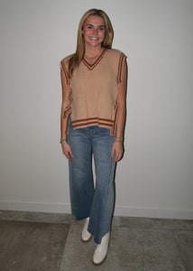 Brown Contrast Sweater Vest