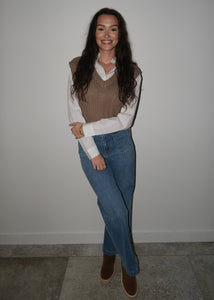 Toffee and White Sweater Vest