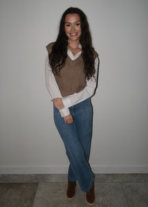Toffee and White Sweater Vest