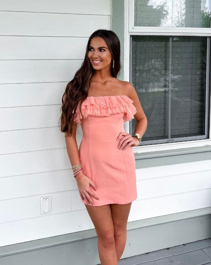 Coral Peach Tulle Dress