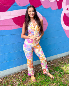 Cream Patterned Jump Suit