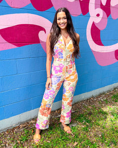 Cream Patterned Jump Suit