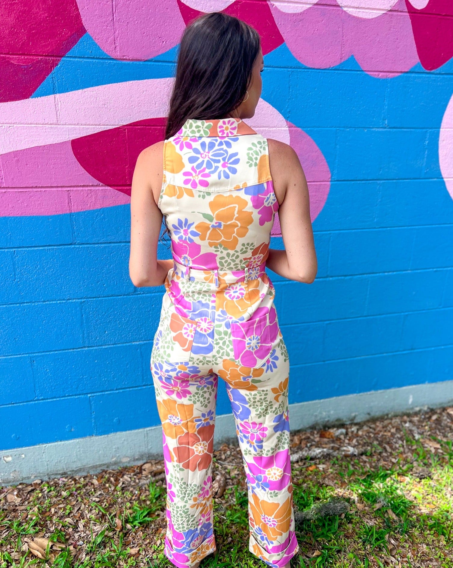 Cream Patterned Jump Suit
