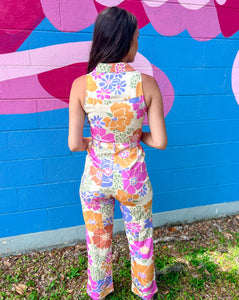 Cream Patterned Jump Suit