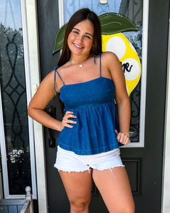 Denim Tie Top