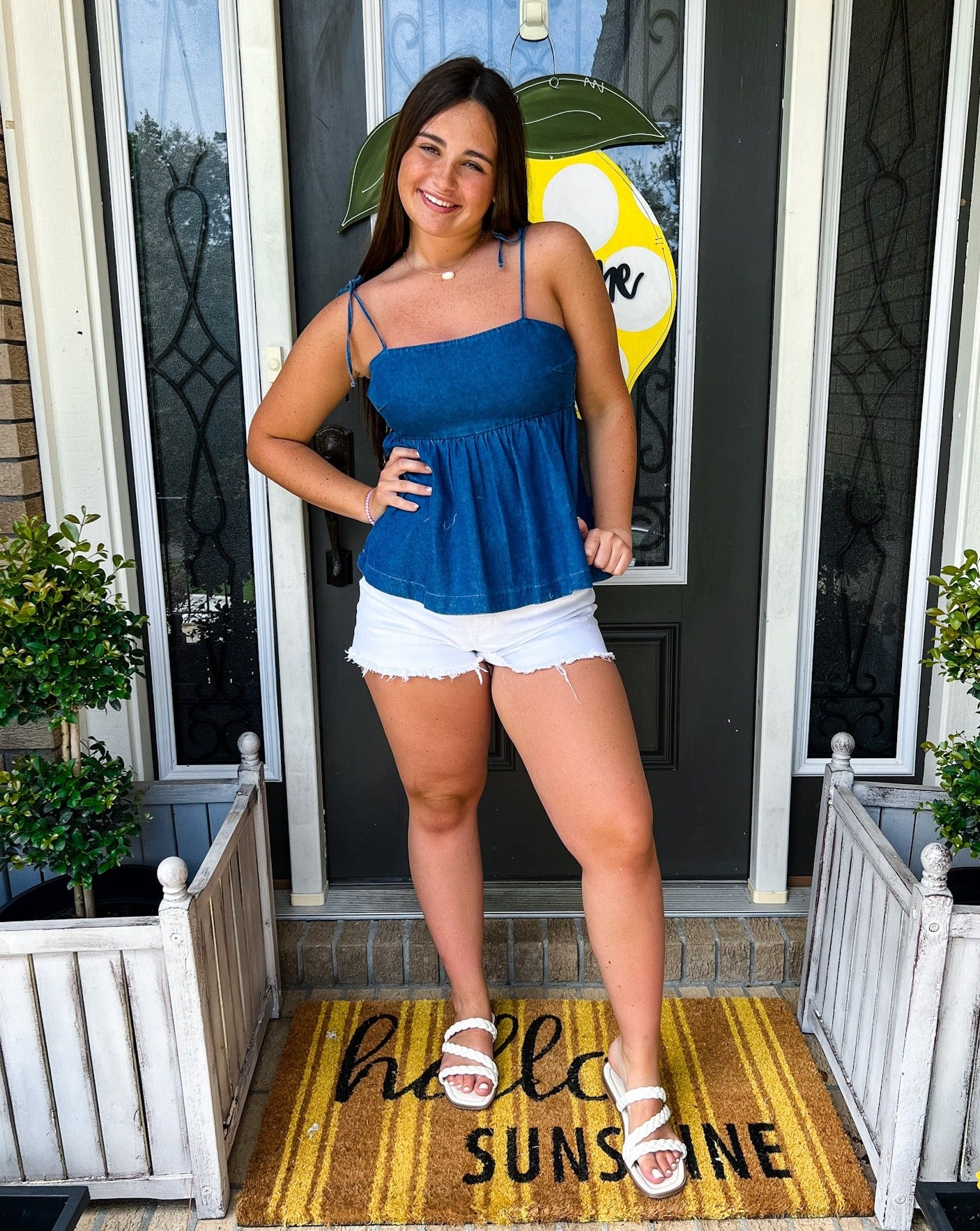 Denim Tie Top