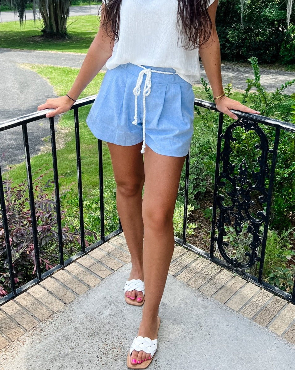 Light Blue Tie Shorts