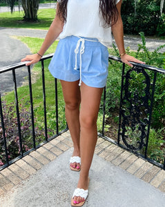 Light Blue Tie Shorts
