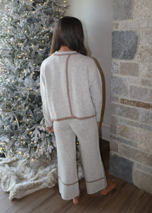 Melange Grey Open Back Sweater Set