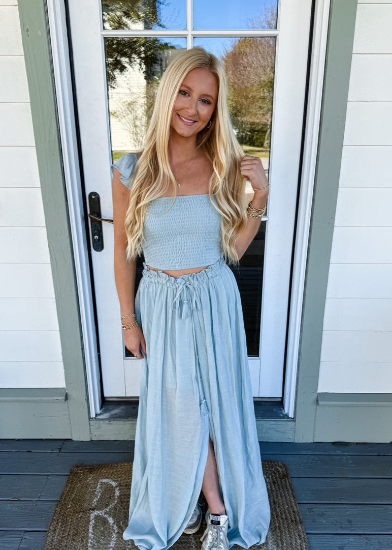 Blue Maxi Skirt with Top Set