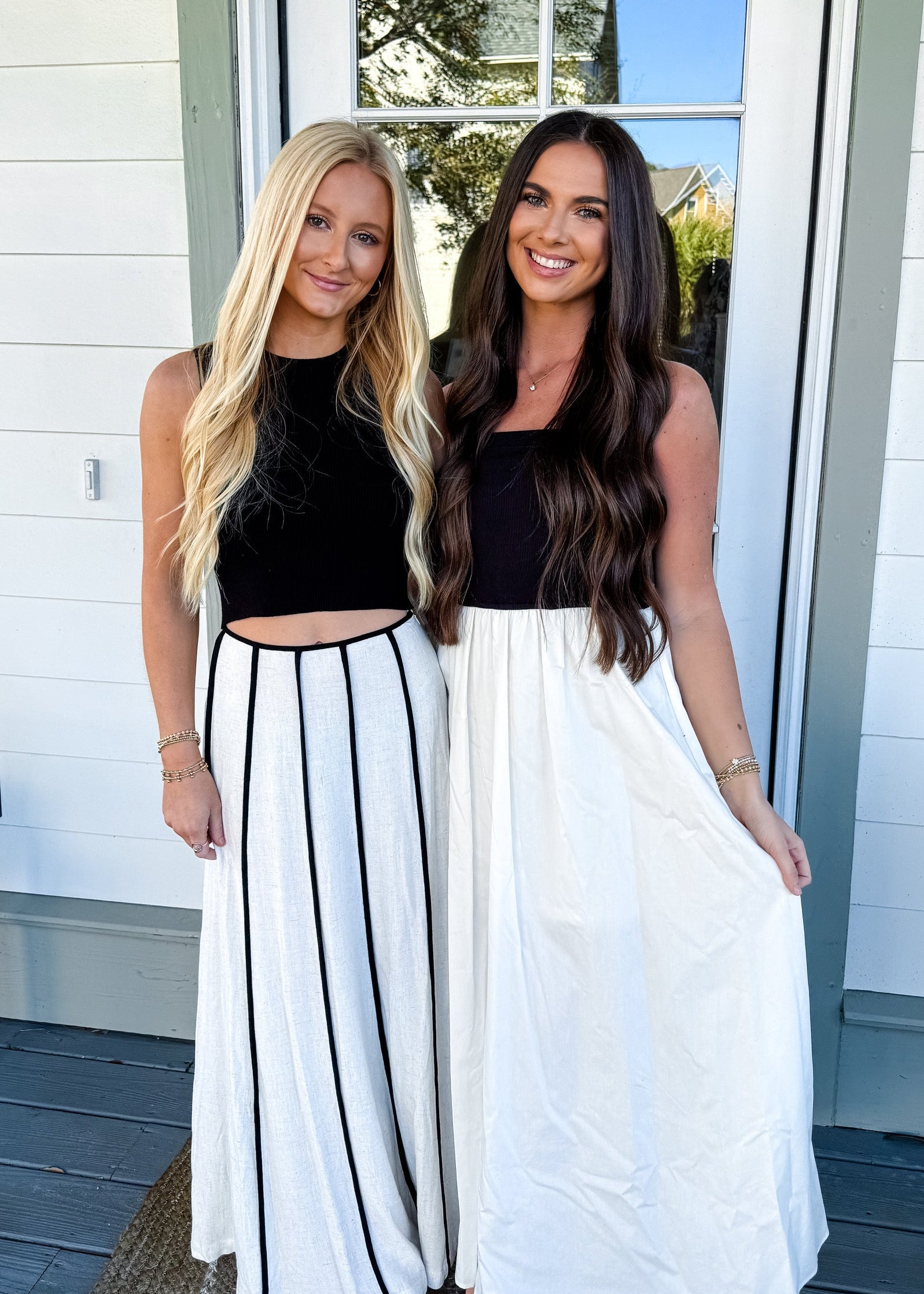 Black Cream Strapless Dress