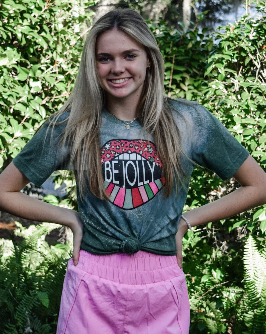 Evergreen Be Jolly Bleached Vintage Boyfriend Tee