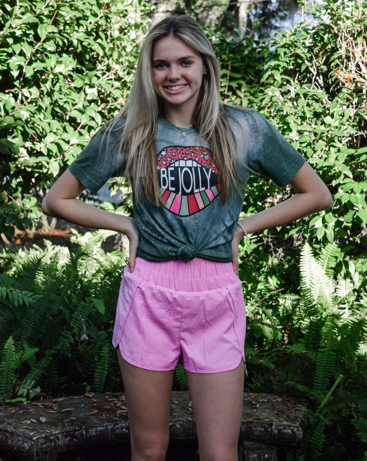 Evergreen Be Jolly Bleached Vintage Boyfriend Tee