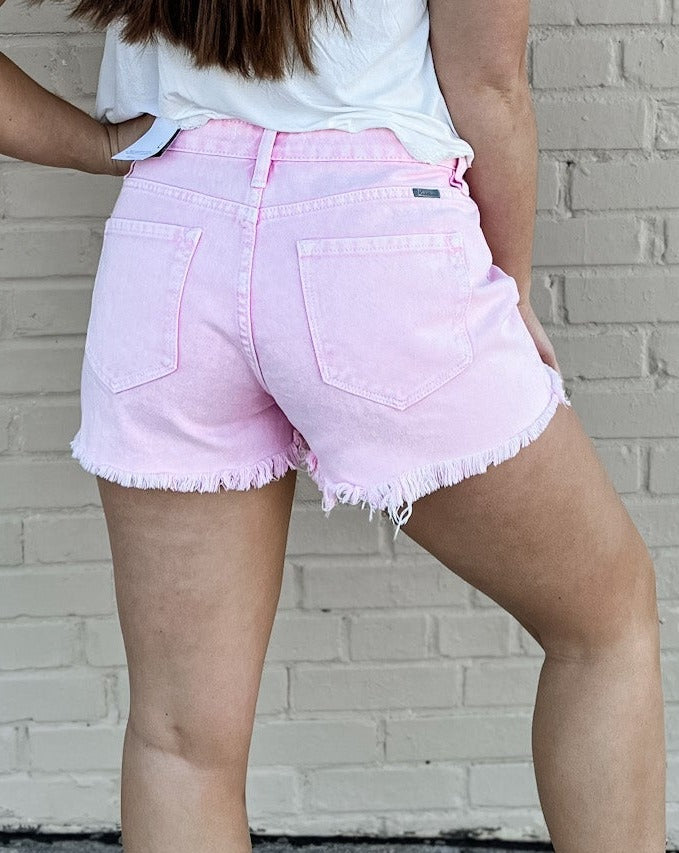 SALE Pink High Rise Hem Shorts