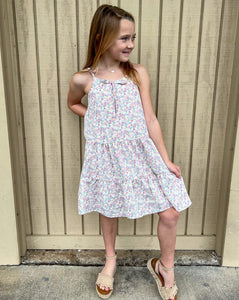 Off White Dress With Flower Detail