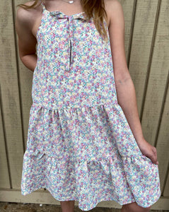 Off White Dress With Flower Detail