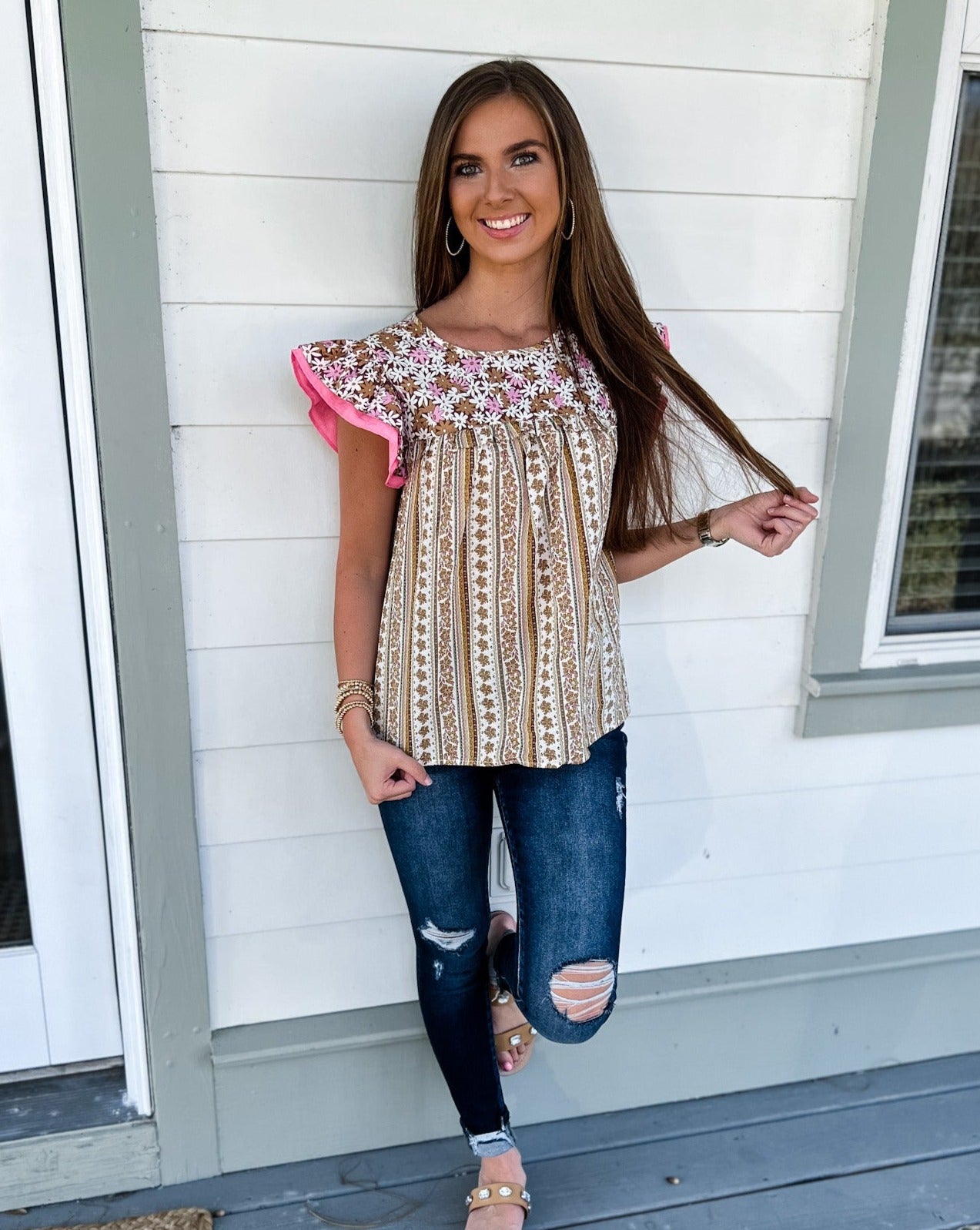 sale Mixed Floral Top